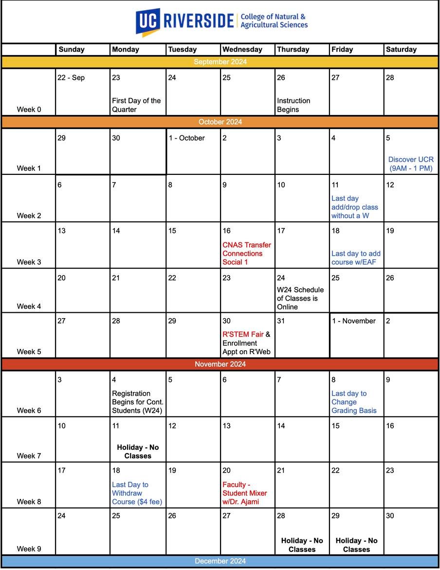 F24 CNAS Student Success Programs Calendar